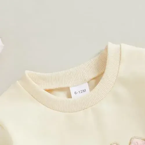 Socutebabe Toddler Valentines Outfits Baby Girl Clothes Love Embroidery Long Sleeve Crewneck Sweatshirts Pullovers - 3