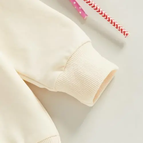 Socutebabe Toddler Valentines Outfits Baby Girl Clothes Love Embroidery Long Sleeve Crewneck Sweatshirts Pullovers - 4