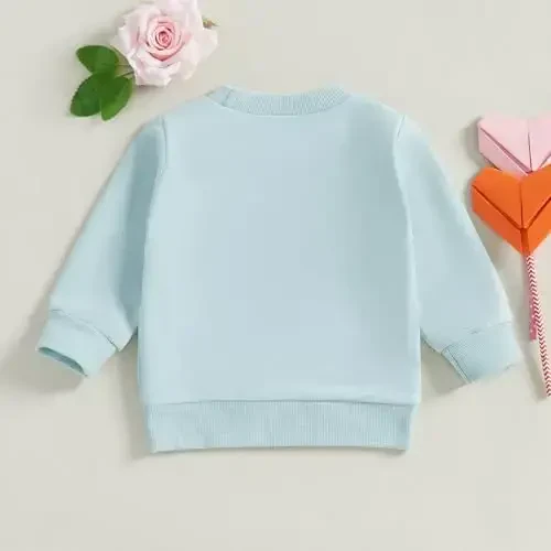 Socutebabe Toddler Valentines Outfits Baby Girl Clothes Love Embroidery Long Sleeve Crewneck Sweatshirts Pullovers - 5