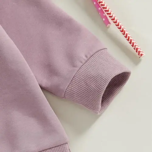 Socutebabe Toddler Valentines Outfits Baby Girl Clothes Love Embroidery Long Sleeve Crewneck Sweatshirts Pullovers - 4