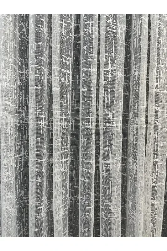 Sofia Jacquard Patterned Tulle Curtain Ecru (Unpleated)-Off White - 2