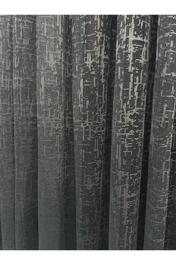 Sofia Jacquard Patterned Voile Curtain Anthracite (No Pleats) - 4