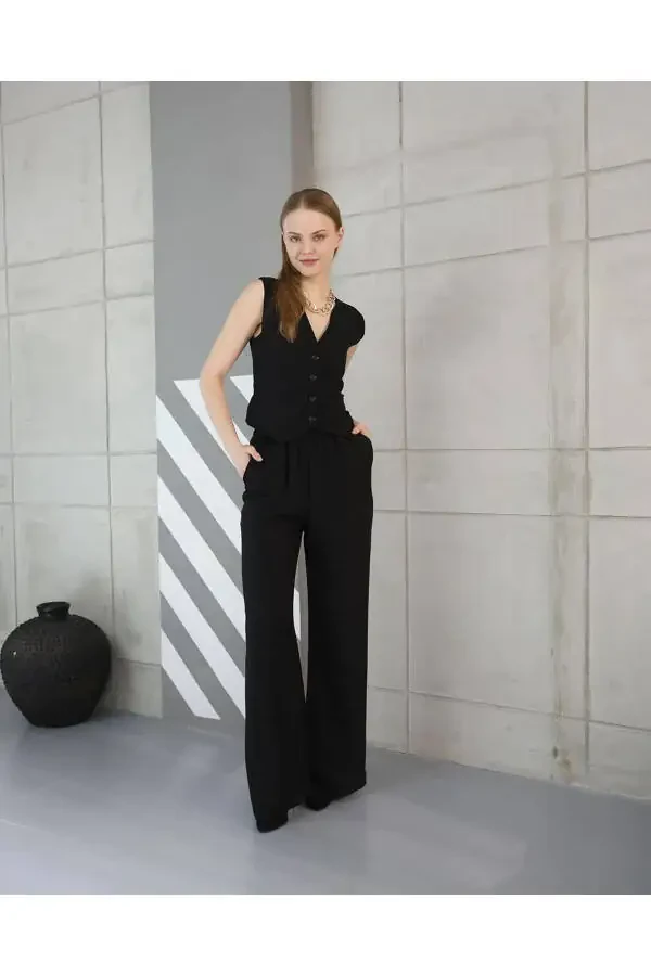 Sofia Linen Pocket Vest and Pants Suit - 22