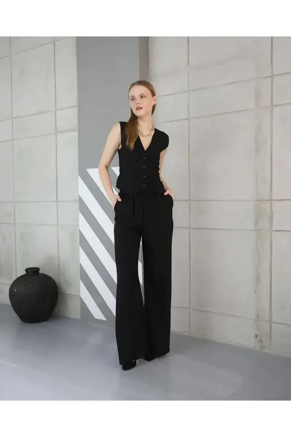 Sofia Linen Pocket Vest and Pants Suit - 23