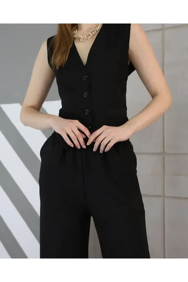 Sofia Linen Pocket Vest and Pants Suit - 16