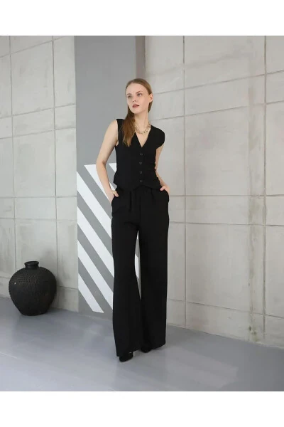 Sofia Linen Pocket Vest and Pants Suit - 13