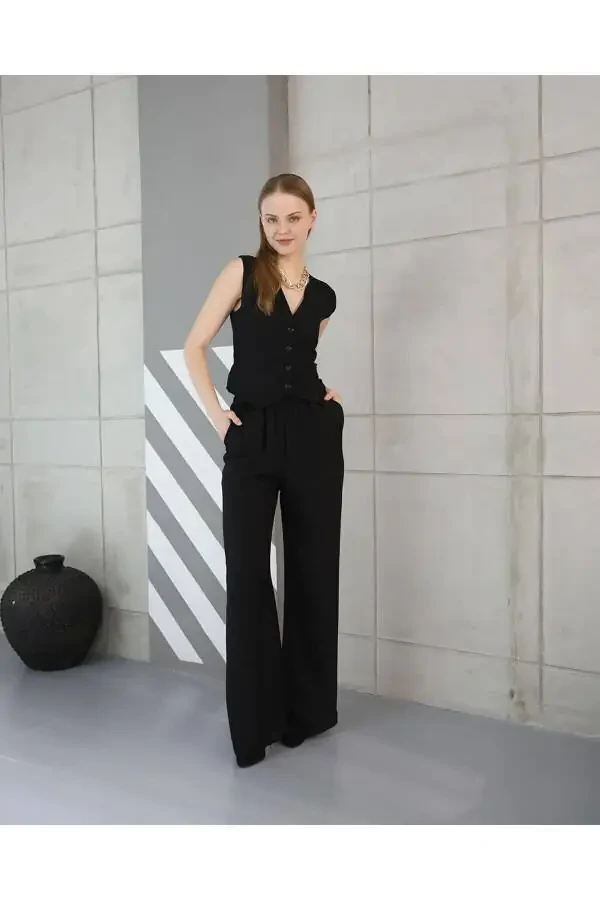 Sofia Linen Pocket Vest and Pants Suit - 7