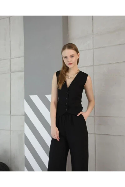 Sofia Linen Pocket Vest and Pants Suit - 9