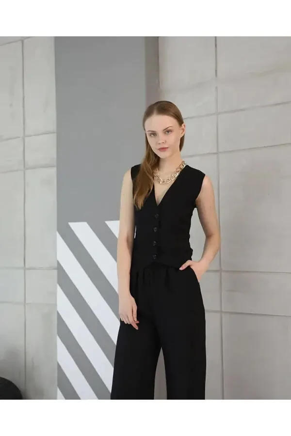 Sofia Linen Pocket Vest and Pants Suit - 9