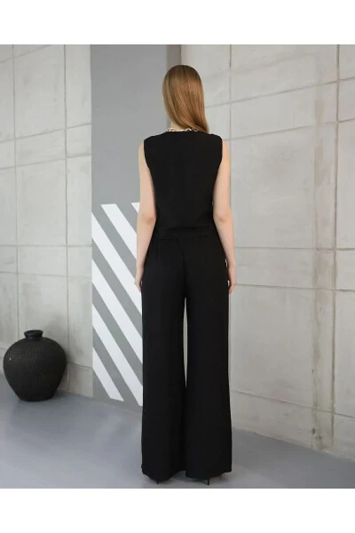 Sofia Linen Pocket Vest and Pants Suit - 10