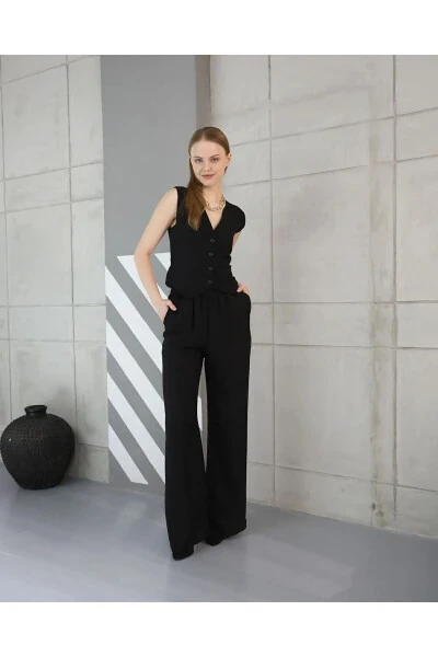 Sofia Linen Pocket Vest and Pants Suit - Mitay (1)