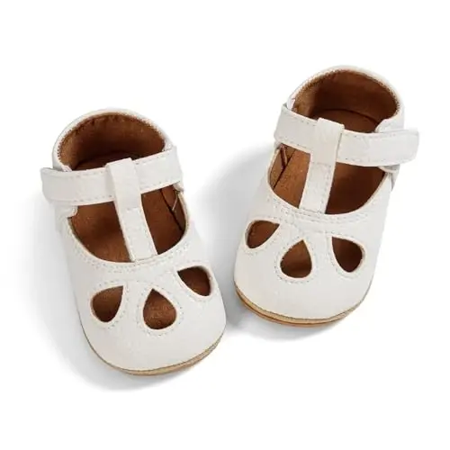 SOFMUO Baby Boys Girls Lace Up Leather Sneakers Soft Rubber Sole Infant Moccasins Newborn Oxford Loafers Anti-Slip Toddler Wedding Uniform Dress Shoes - 1