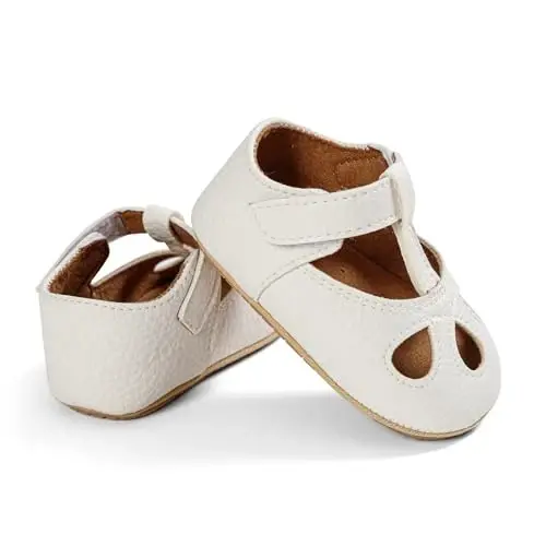 SOFMUO Baby Boys Girls Lace Up Leather Sneakers Soft Rubber Sole Infant Moccasins Newborn Oxford Loafers Anti-Slip Toddler Wedding Uniform Dress Shoes - 5