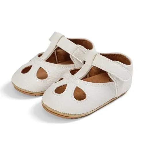 SOFMUO Baby Boys Girls Lace Up Leather Sneakers Soft Rubber Sole Infant Moccasins Newborn Oxford Loafers Anti-Slip Toddler Wedding Uniform Dress Shoes - 7