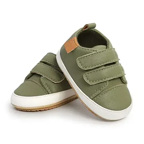 SOFMUO Baby Boys Girls High Top Ankle PU Charm ko'ylagi Yumshoq kauchuk taglikli chaqaloq mokasinlari Yangi tug'ilgan Oksford Loafer'lar Sirpanishga qarshi Toddler To'y Formasi Ko'ylagi Poyafzallari - 4