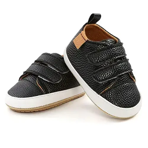 SOFMUO Baby Boys Girls High Top Ankle PU Charm poyabzal Yumshoq Rezina Taglik Chaqaloq Moccasins Yangi Tug'ilgan Oxford Loafers Sirpanishga qarshi Toddler To'y Uniformasi Kiyim Poyabzallari - 4