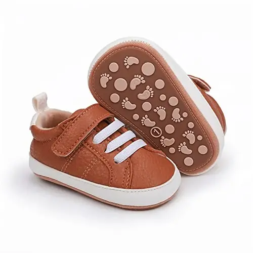 SOFMUO Baby Boys Girls High Top Ankle PU Leather Sneakers Soft Rubber Sole Infant Moccasins Newborn Oxford Loafers Anti-Slip Toddler Wedding Uniform Dress Shoes - 3