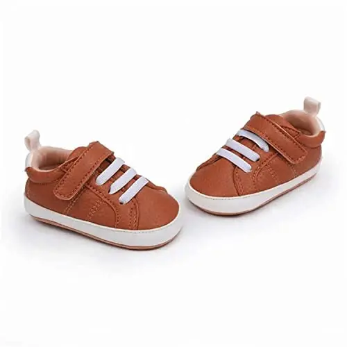 SOFMUO Baby Boys Girls High Top Ankle PU Leather Sneakers Soft Rubber Sole Infant Moccasins Newborn Oxford Loafers Anti-Slip Toddler Wedding Uniform Dress Shoes - 4