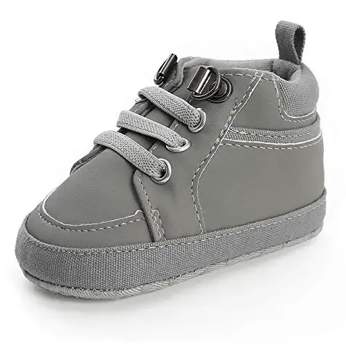 SOFMUO Baby Boys Girls High Top Ankle PU Leather Sneakers Soft Rubber Sole Infant Moccasins Newborn Oxford Loafers Anti-Slip Toddler Wedding Uniform Dress Shoes - MODAZONE