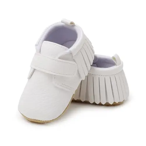 SOFMUO Baby Boys Girls High Top Ankle PU Leather Sneakers Soft Rubber Sole Infant Moccasins Newborn Oxford Loafers Anti-Slip Toddler Wedding Uniform Dress Shoes - 3