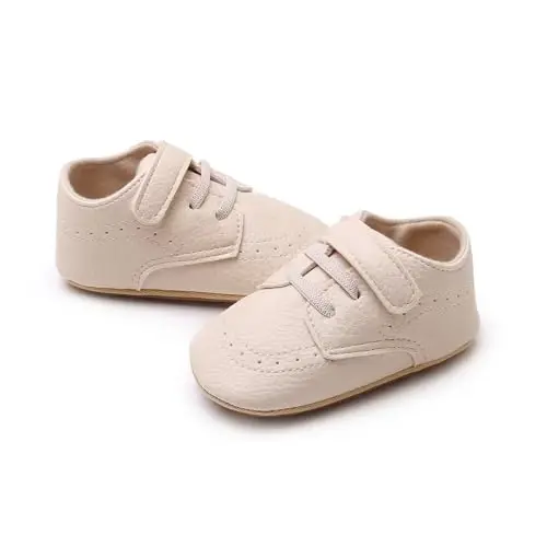SOFMUO Baby Boys Girls High Top Ankle PU Leather Sneakers Soft Rubber Sole Infant Moccasins Newborn Oxford Loafers Anti-Slip Toddler Wedding Uniform Dress Shoes - 3