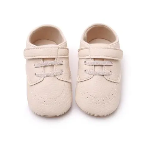 SOFMUO Baby Boys Girls High Top Ankle PU Leather Sneakers Soft Rubber Sole Infant Moccasins Newborn Oxford Loafers Anti-Slip Toddler Wedding Uniform Dress Shoes - 5