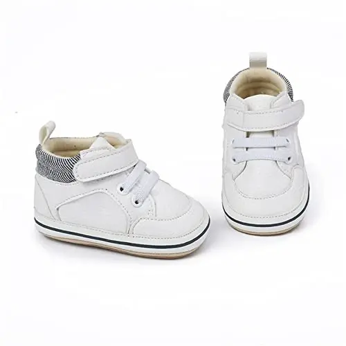 SOFMUO Baby Boys Girls High Top Ankle PU Leather Sneakers Soft Rubber Sole Infant Moccasins Newborn Oxford Loafers Anti-Slip Toddler Wedding Uniform Dress Shoes - 5