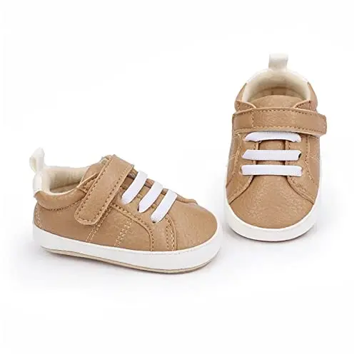 SOFMUO Baby Boys Girls High Top Ankle PU Leather Sneakers Soft Rubber Sole Infant Moccasins Newborn Oxford Loafers Anti-Slip Toddler Wedding Uniform Dress Shoes - 5