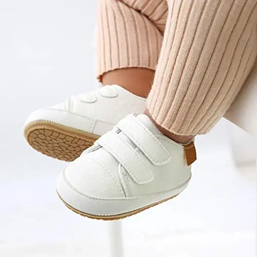 SOFMUO Baby Boys Girls High Top Ankle PU Leather Sneakers Soft Rubber Sole Infant Moccasins Newborn Oxford Loafers Anti-Slip Toddler Wedding Uniform Dress Shoes - 3