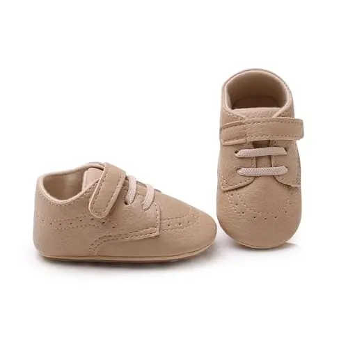 SOFMUO Baby Boys Girls High Top Ankle PU Leather Sneakers Soft Rubber Sole Infant Moccasins Newborn Oxford Loafers Anti-Slip Toddler Wedding Uniform Dress Shoes - 4