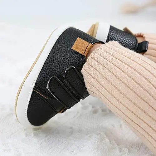 SOFMUO Baby Boys Girls High Top Ankle PU Leather Sneakers Soft Rubber Sole Infant Moccasins Newborn Oxford Loafers Anti-Slip Toddler Wedding Uniform Dress Shoes - 3
