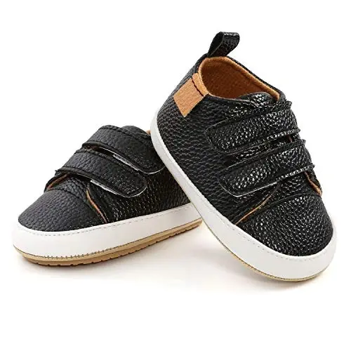 SOFMUO Baby Boys Girls High Top Ankle PU Leather Sneakers Soft Rubber Sole Infant Moccasins Newborn Oxford Loafers Anti-Slip Toddler Wedding Uniform Dress Shoes - 4