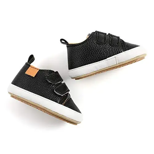 SOFMUO Baby Boys Girls High Top Ankle PU Leather Sneakers Soft Rubber Sole Infant Moccasins Newborn Oxford Loafers Anti-Slip Toddler Wedding Uniform Dress Shoes - 5