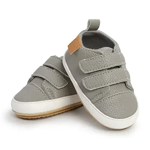 SOFMUO Baby Boys Girls High Top Ankle PU Leather Sneakers Soft Rubber Sole Infant Moccasins Newborn Oxford Loafers Anti-Slip Toddler Wedding Uniform Dress Shoes - 4