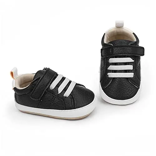 SOFMUO Baby Boys Girls High Top Ankle PU Leather Sneakers Soft Rubber Sole Infant Moccasins Newborn Oxford Loafers Anti-Slip Toddler Wedding Uniform Dress Shoes - 4