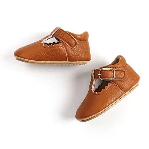 SOFMUO Baby Boys Girls High Top Ankle PU Leather Sneakers Soft Rubber Sole Infant Moccasins Newborn Oxford Loafers Anti-Slip Toddler Wedding Uniform Dress Shoes - 5