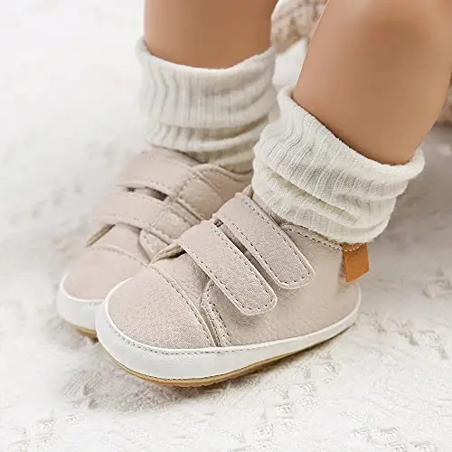 SOFMUO Baby Boys Girls High Top Ankle PU Leather Sneakers Soft Rubber Sole Infant Moccasins Newborn Oxford Loafers Anti-Slip Toddler Wedding Uniform Dress Shoes - 2