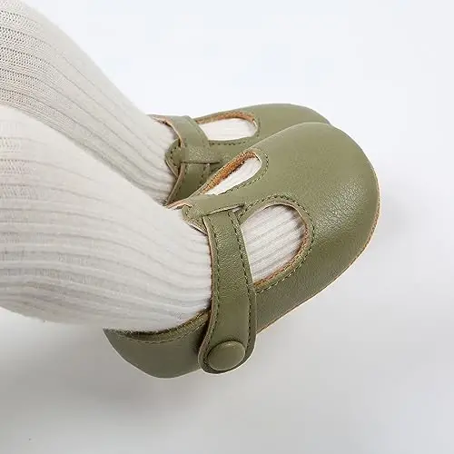 SOFMUO Baby Boys Girls Lace Up Leather Sneakers Soft Rubber Sole Infant Moccasins Newborn Oxford Loafers Anti-Slip Toddler Wedding Uniform Dress Shoes - 4