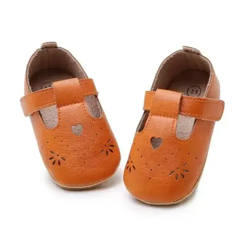SOFMUO Baby Boys Girls Lace Up Leather Sneakers Soft Rubber Sole Infant Moccasins Newborn Oxford Loafers Anti-Slip Toddler Wedding Uniform Dress Shoes - 2