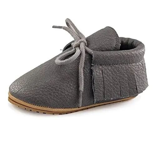 SOFMUO Baby Boys Girls Lace Up Leather Sneakers Soft Rubber Sole Infant Moccasins Newborn Oxford Loafers Anti-Slip Toddler Wedding Uniform Dress Shoes 