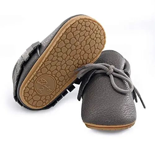 SOFMUO Baby Boys Girls Lace Up Leather Sneakers Soft Rubber Sole Infant Moccasins Newborn Oxford Loafers Anti-Slip Toddler Wedding Uniform Dress Shoes - 4
