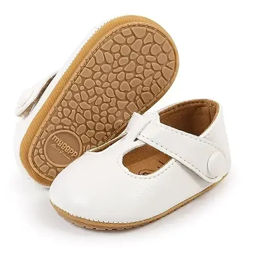 SOFMUO Baby Boys Girls Lace Up Leather Sneakers Soft Rubber Sole Infant Moccasins Newborn Oxford Loafers Anti-Slip Toddler Wedding Uniform Dress Shoes 