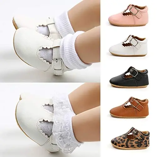 SOFMUO Baby Boys Girls Lace Up Leather Sneakers Soft Rubber Sole Infant Moccasins Newborn Oxford Loafers Anti-Slip Toddler Wedding Uniform Dress Shoes - 2