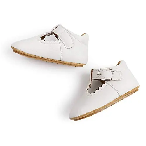SOFMUO Baby Boys Girls Lace Up Leather Sneakers Soft Rubber Sole Infant Moccasins Newborn Oxford Loafers Anti-Slip Toddler Wedding Uniform Dress Shoes - 4
