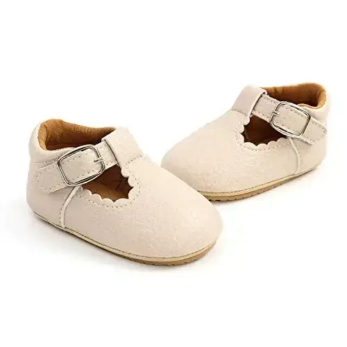 SOFMUO Baby Boys Girls Lace Up Leather Sneakers Soft Rubber Sole Infant Moccasins Newborn Oxford Loafers Anti-Slip Toddler Wedding Uniform Dress Shoes - 4