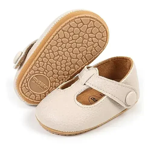 SOFMUO Baby Boys Girls Lace Up Leather Sneakers Soft Rubber Sole Infant Moccasins Newborn Oxford Loafers Anti-Slip Toddler Wedding Uniform Dress Shoes - 1