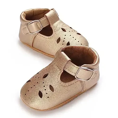 SOFMUO Baby Boys Girls Lace Up Leather Sneakers Soft Rubber Sole Infant Moccasins Newborn Oxford Loafers Anti-Slip Toddler Wedding Uniform Dress Shoes - 5