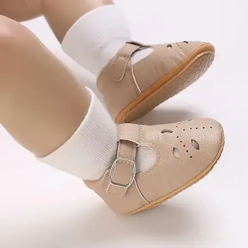 SOFMUO Baby Boys Girls Lace Up Leather Sneakers Soft Rubber Sole Infant Moccasins Newborn Oxford Loafers Anti-Slip Toddler Wedding Uniform Dress Shoes - 3