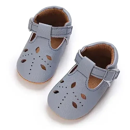 SOFMUO Baby Boys Girls Lace Up Leather Sneakers Soft Rubber Sole Infant Moccasins Newborn Oxford Loafers Anti-Slip Toddler Wedding Uniform Dress Shoes - 4