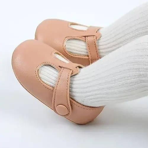 SOFMUO Baby Boys Girls Lace Up Leather Sneakers Soft Rubber Sole Infant Moccasins Newborn Oxford Loafers Anti-Slip Toddler Wedding Uniform Dress Shoes - 3